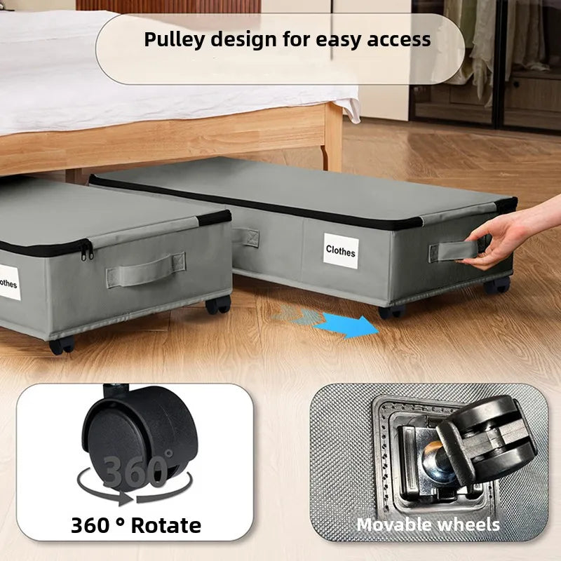 Hidden Harmony Rolling Under-Bed Storage with Wheels